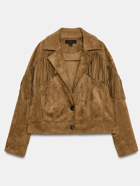Zara Jackets & Blazers - ZARA FAUX SUEDE FRINGE JACKET